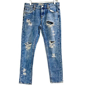 Bullhead Denim Jeans Womens 26 Skinny Boyfriend Mid Rise Ripped Acid Wash Pants